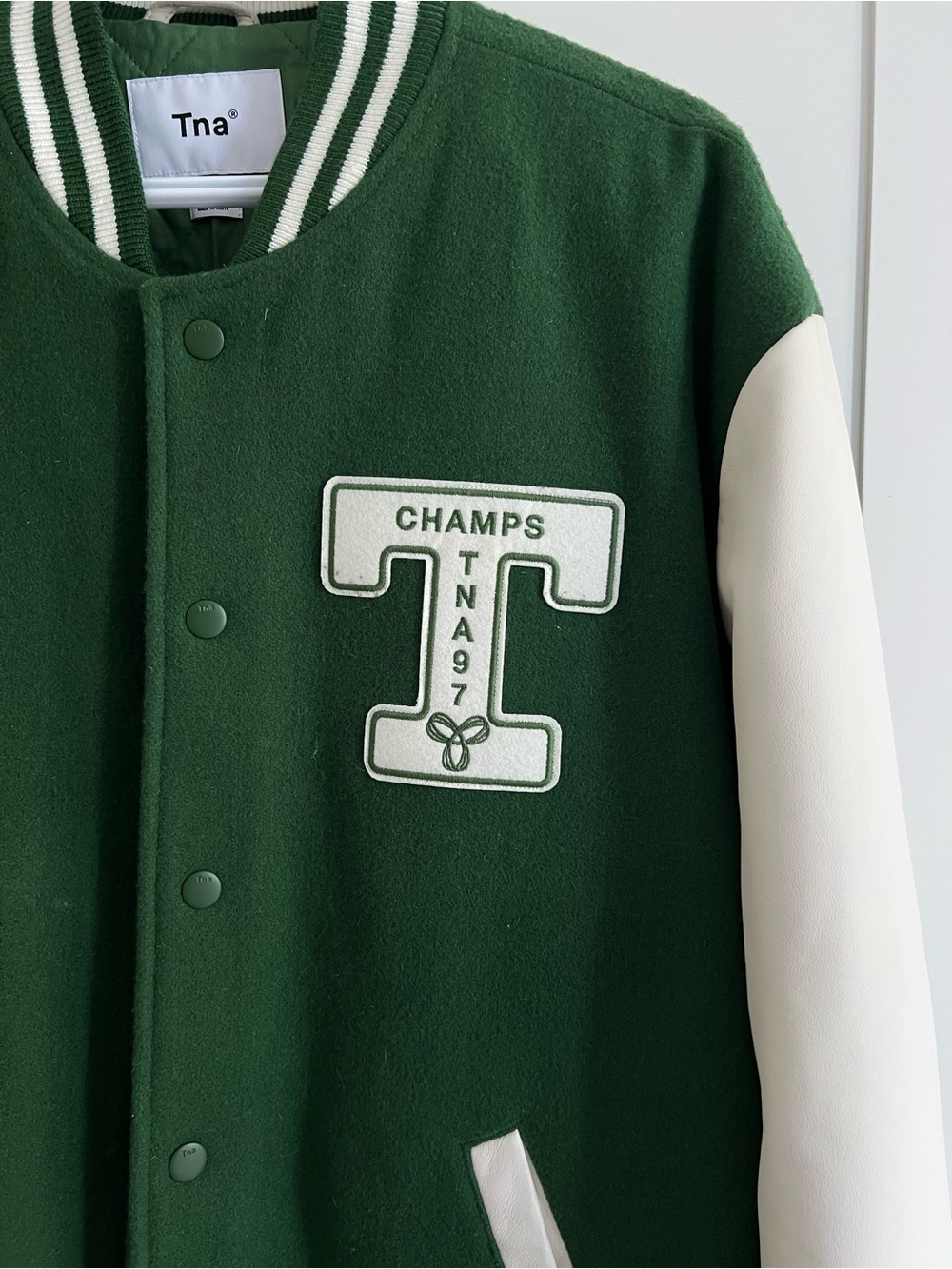 NWT Aritzia Green and Cream Varsity Jacket - Picture 3 of 6